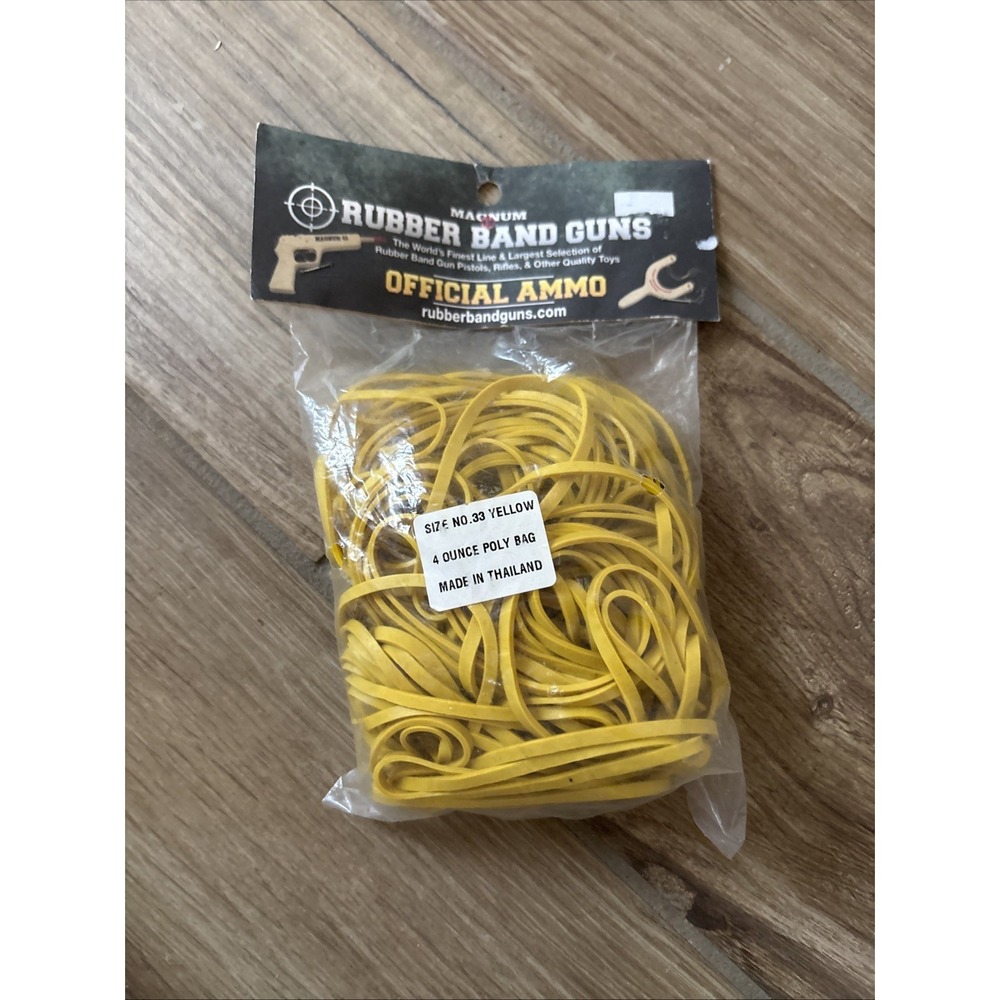 Magnum Rubber Band Ammo Size No. 33 Yellow 4 Oz Poly Bag Made In Thailand New